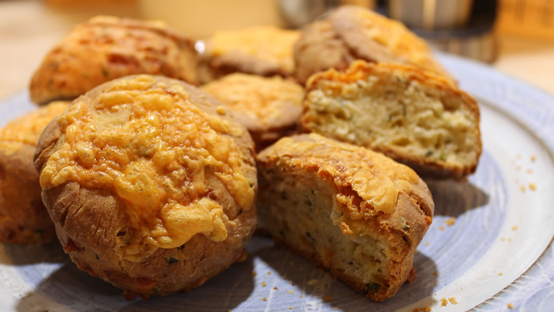 Savoury Orkney Cheddar and Chive Scones close up