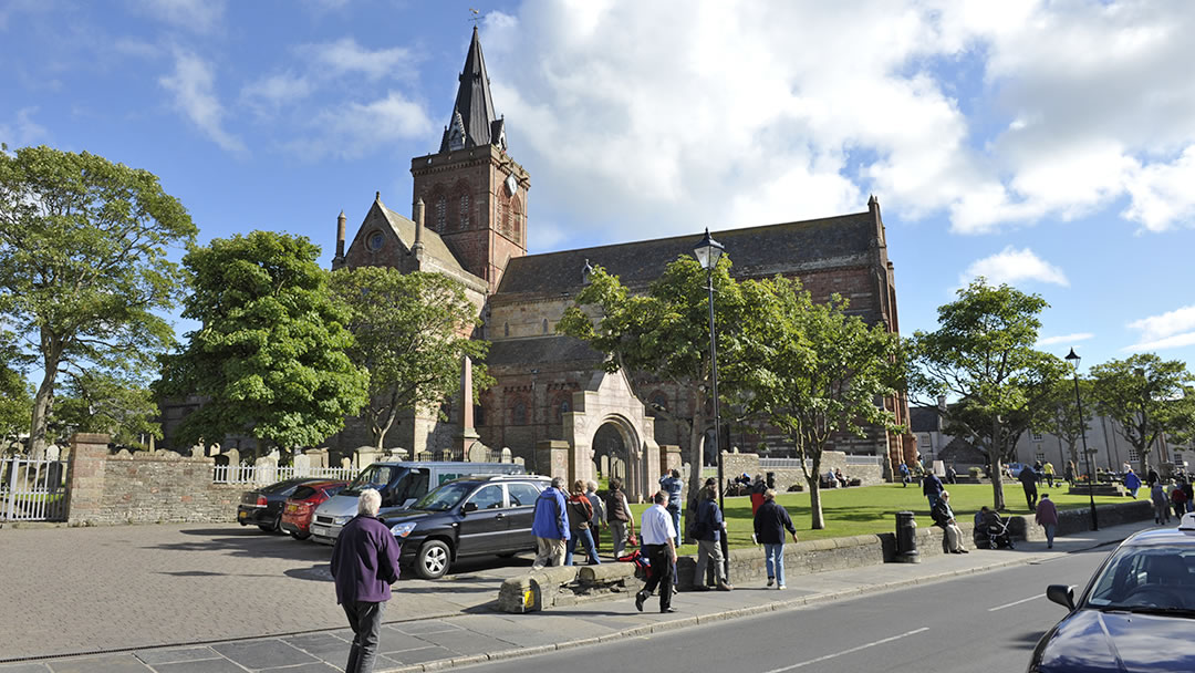 St Magnus Cathedral and Broad Street, Kirkwall, Orkney