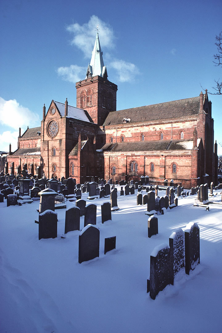 St Magnus Cathedral in the snow