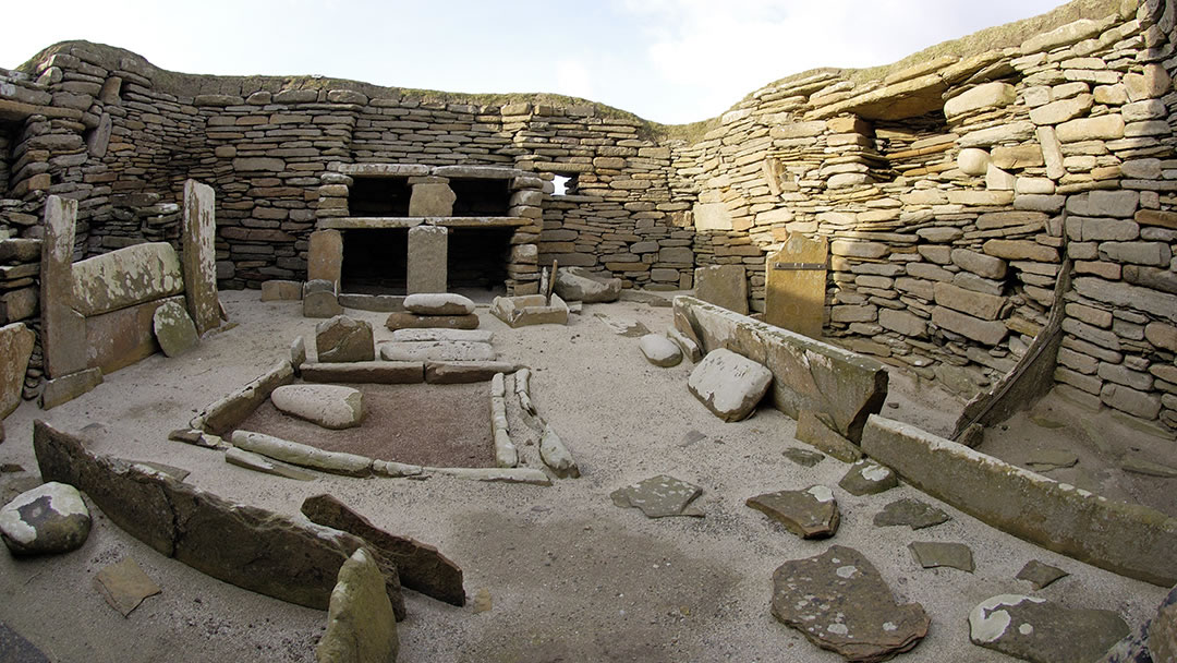 The interior of Skara Brae in Orkney