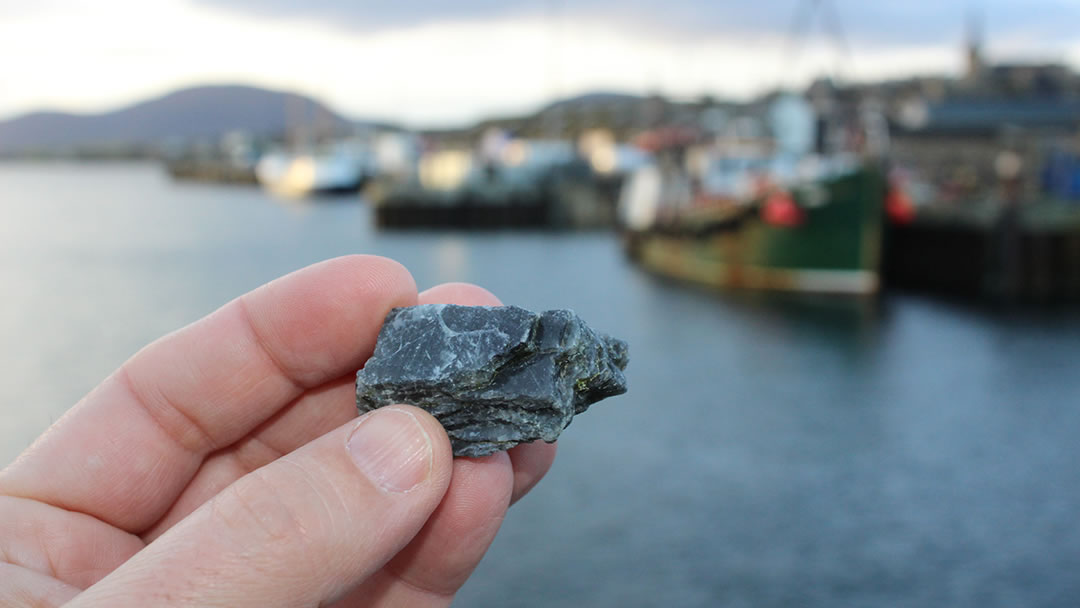 Labradorite is a rock from Canada which is found on Stromness shores.