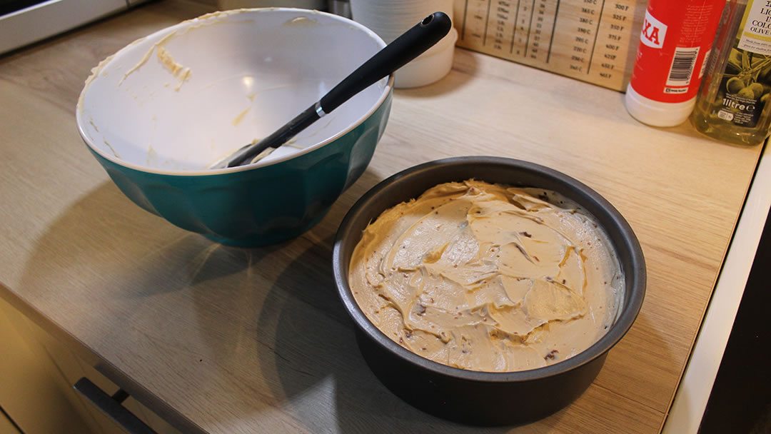 Orkney Fudge Cheesecake in a tin to set