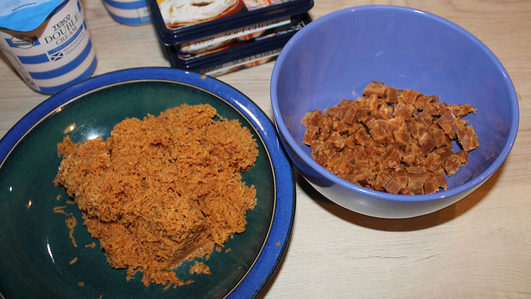 Orkney Fudge grated and cubed