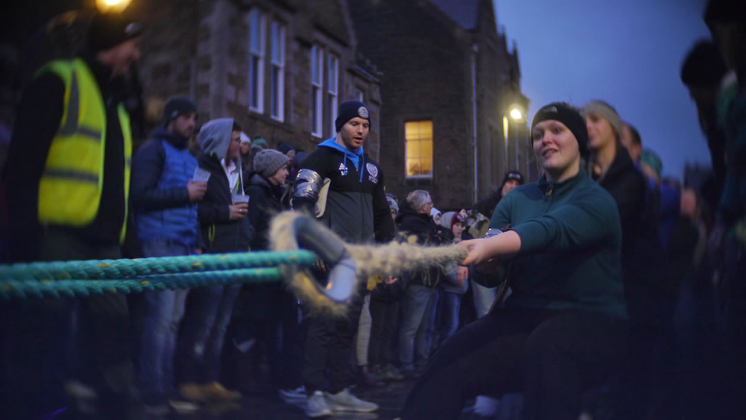 The Stromness Yule Log pull is a traditional tug of war in Orkney