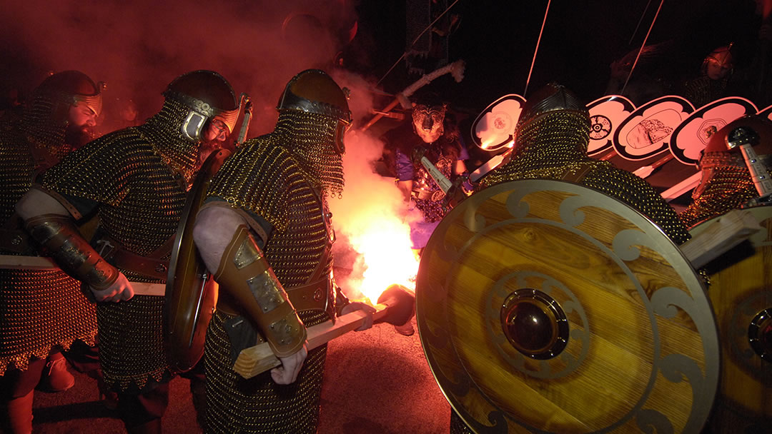 Lighting up during a Shetland Fire Festival