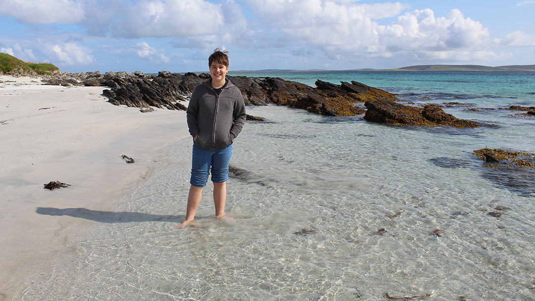 Paddling at Egilsay beach