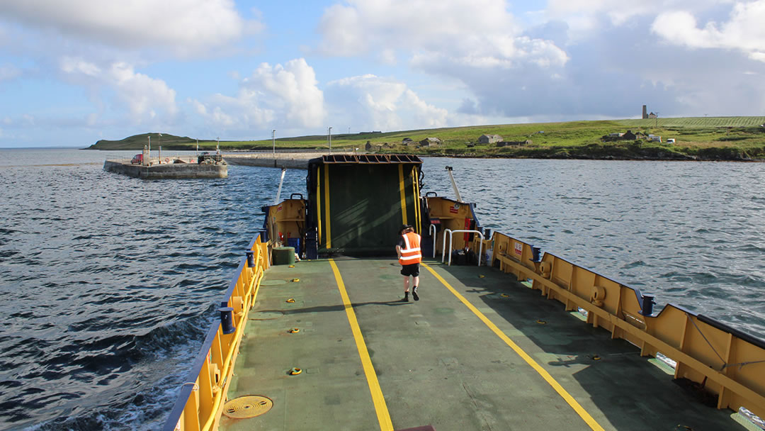 Approaching Egilsay pier in Orkney