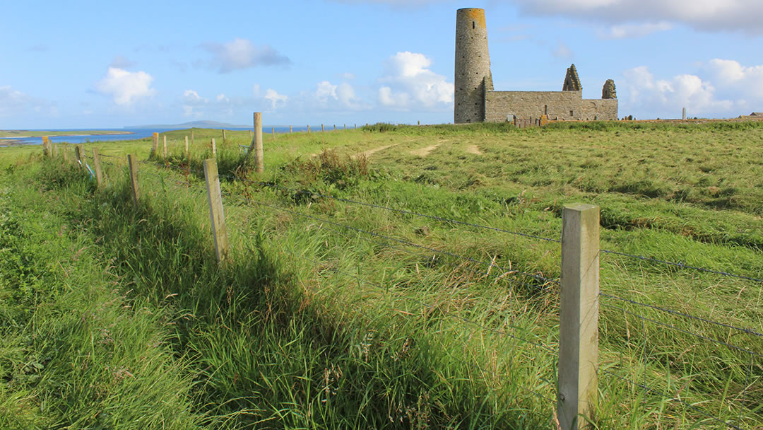 The field below St Magnus Church in Egilsay, Orkney