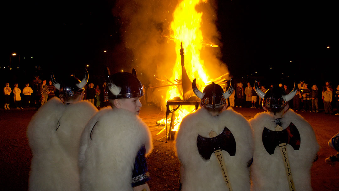 During Junior Up Helly Aa the Jarl Squad set their own galley on fire!