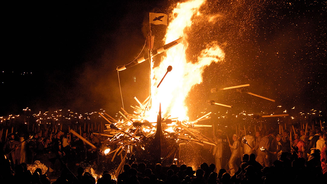 The Galley is set ablaze during Up Helly Aa in Shetland