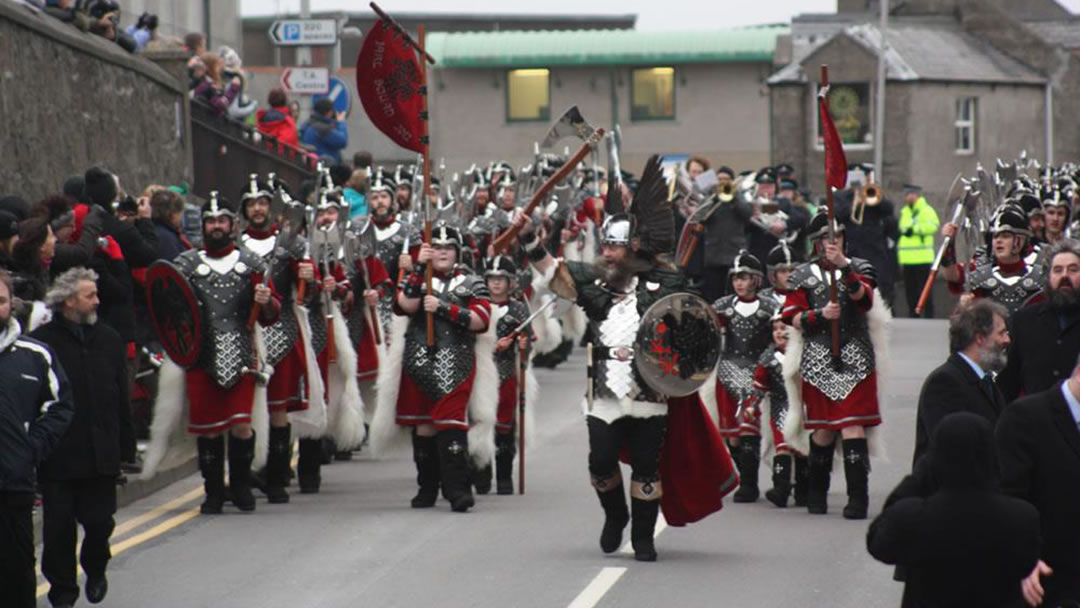 The parade on the morning of Up Helly Aa in the Shetland islands