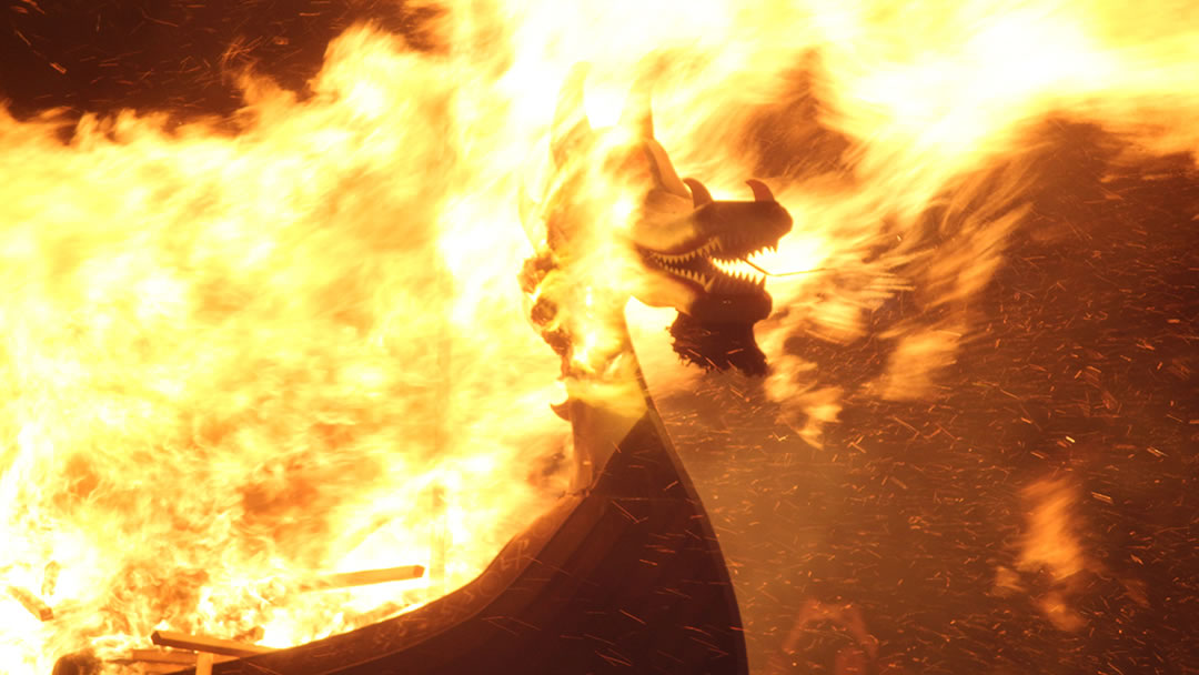 Up Helly Aa - viking galley engulfed in flames