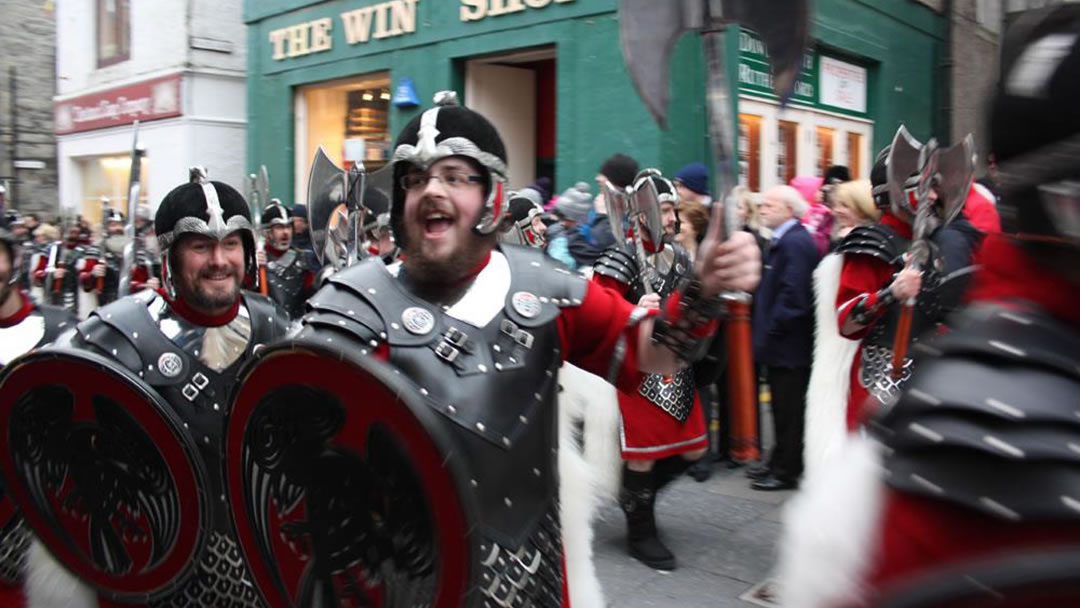 Up Helly Aa Vikings march through Lerwick, Shetland