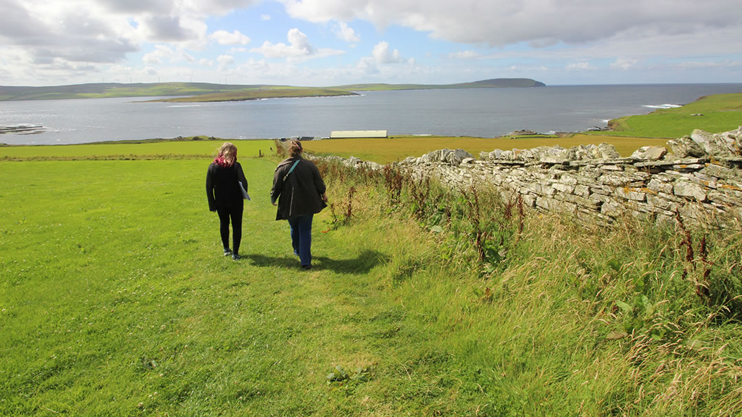 Walk to Midhowe Chambered Cairn and Midhowe Broch, Rousay, Orkney