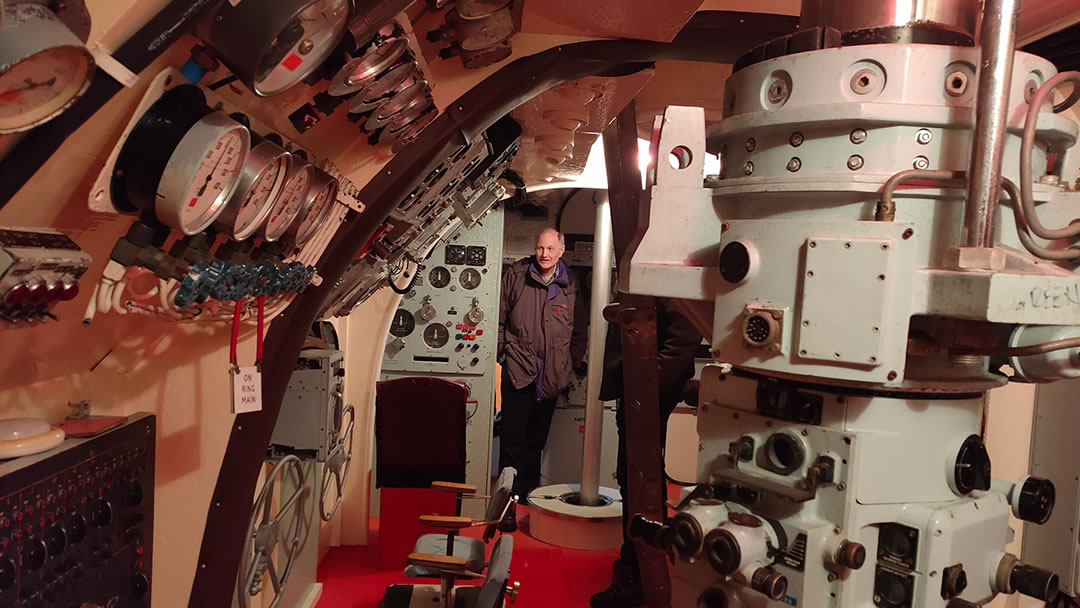 Mike Ilett’s submarine display in the Old North School, Eday