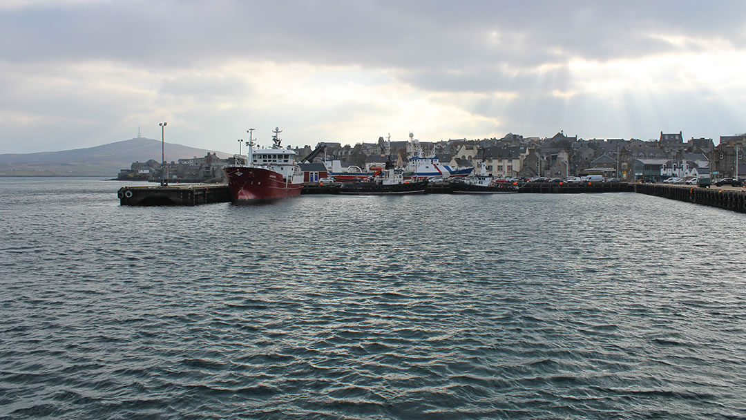 Sunlight on Lerwick waterfront