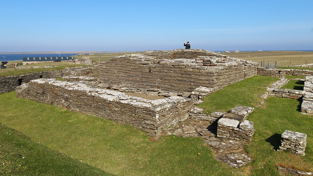 Looking across Cubbie Roo's Castle on Wyre, Orkney