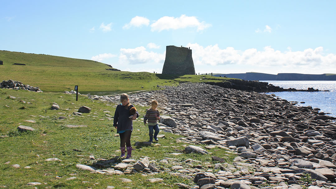 Children at Mousa broch, Shetland