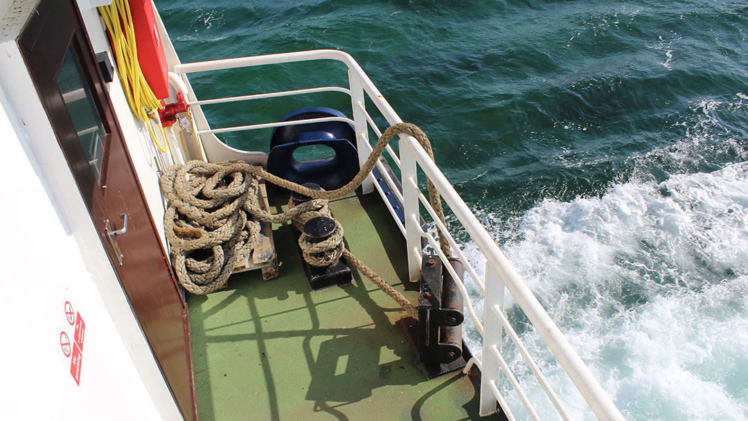 Sailing on the ferry to Wyre, Orkney