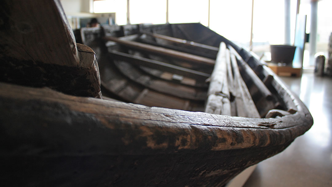 Close up of a sixareen in Shetland Museum and Archives