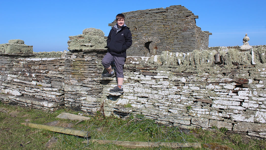 Robbie on the stile at St Mary's Chapel, Wyre