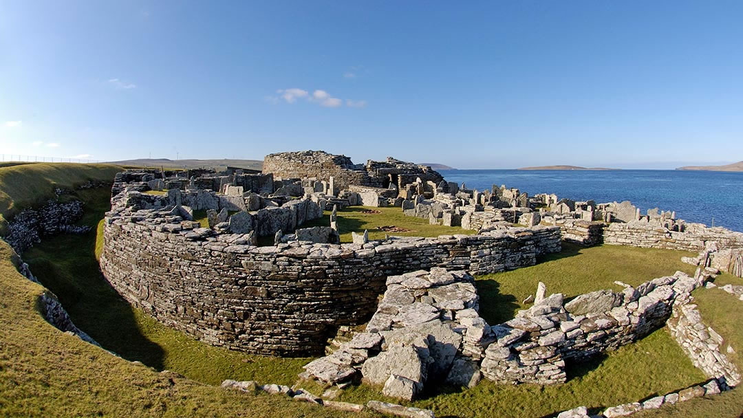The Broch of Gurness and surrounding buildings 