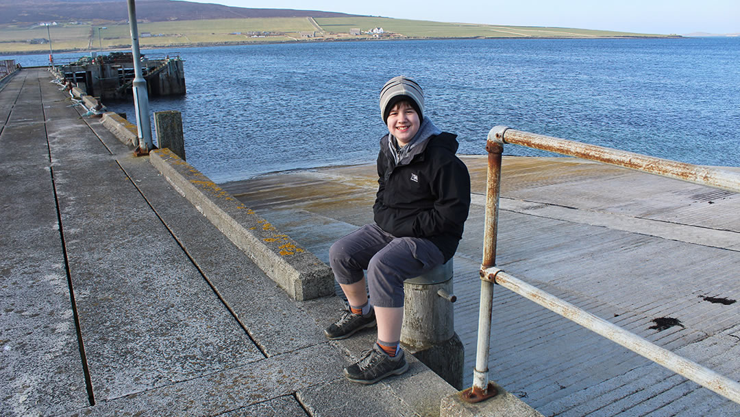 Robbie waiting for the ferry back to the mainland from Wyre