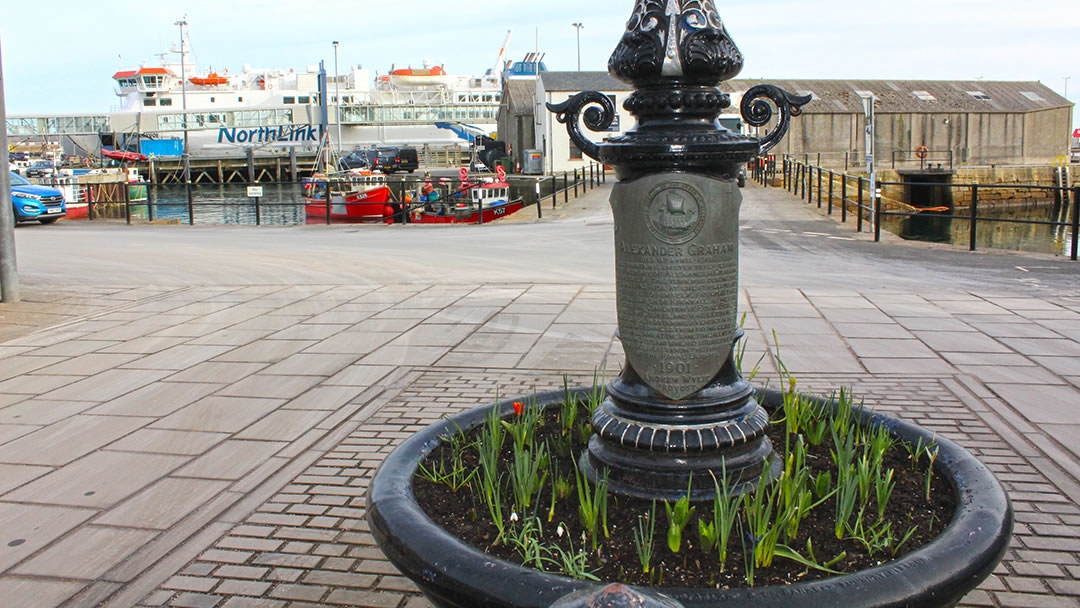 Pier Head fountain dedicated to Alexander Graham in Stromness