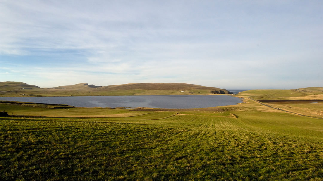 Spiggie loch and beach