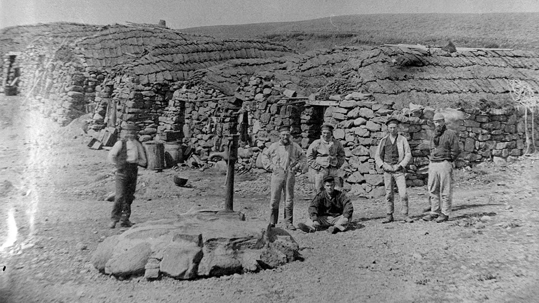 The fishermen’s huts with their turf roofs that were removed every winter