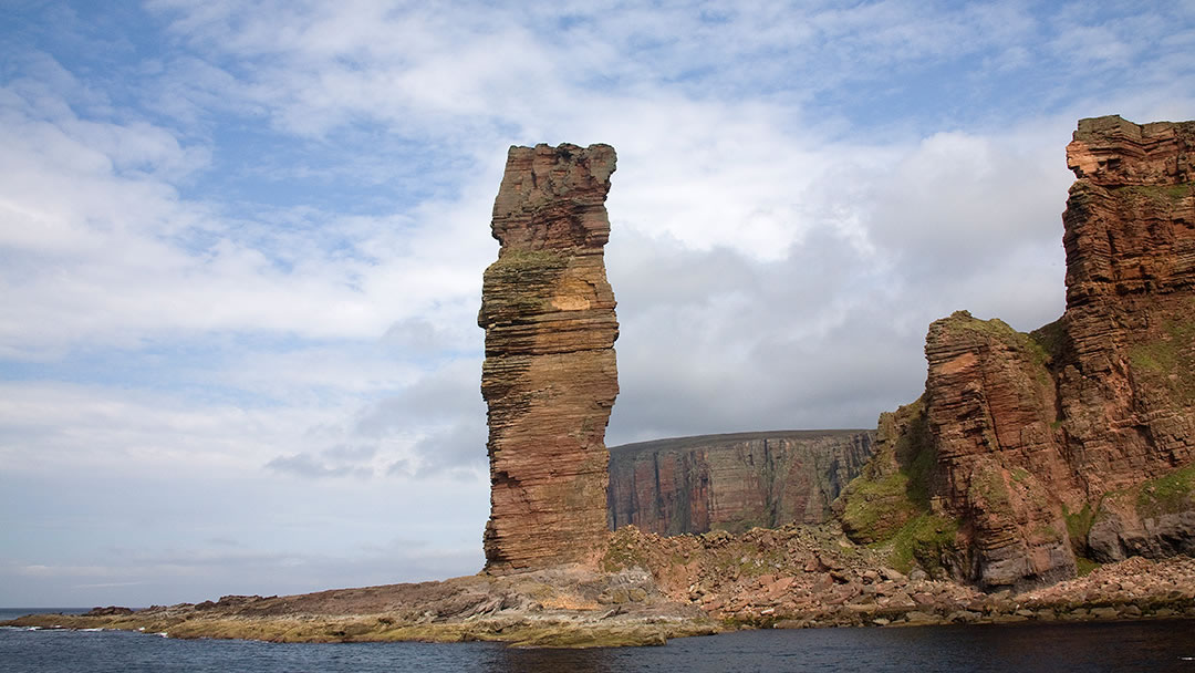 The Old Man of Hoy in Orkney viewed from the sea