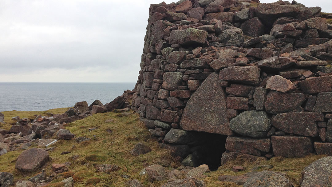 Triangular lintel at Culswick Broch, Shetland