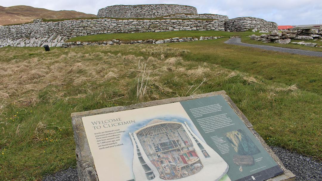 Clickimin broch information board