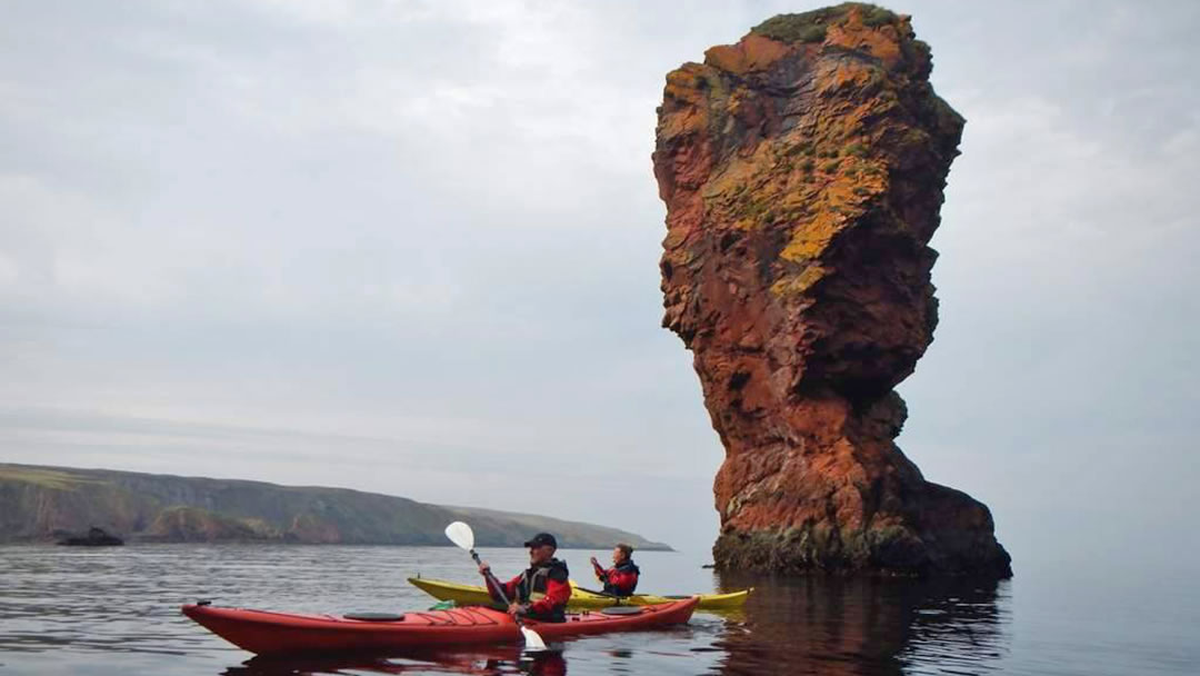 Paddling around sea stacks