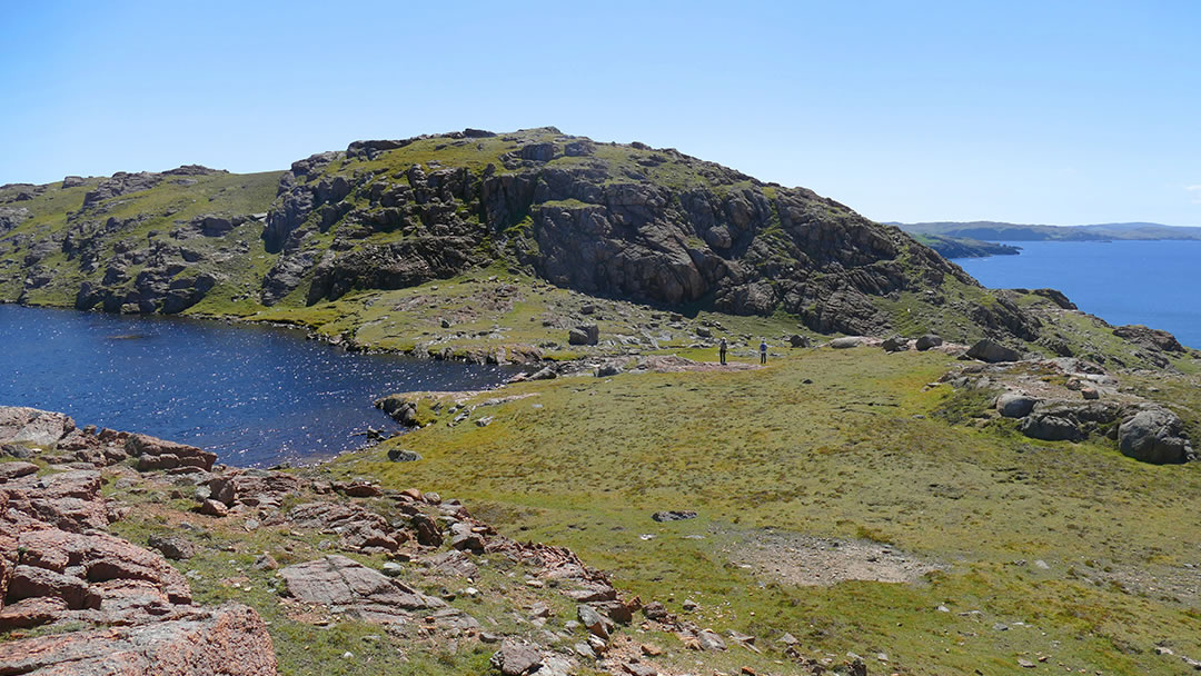 Crossing the outlet of Loch of Rusness, Muckle Roe