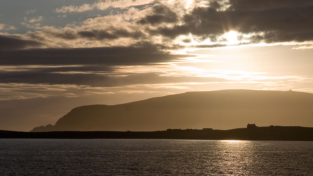 Fitful Head in Shetland at sunset
