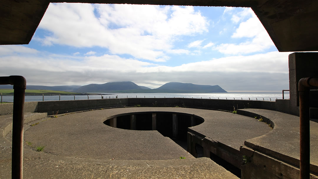 Looking from the gun emplacements out to Hoy Sound