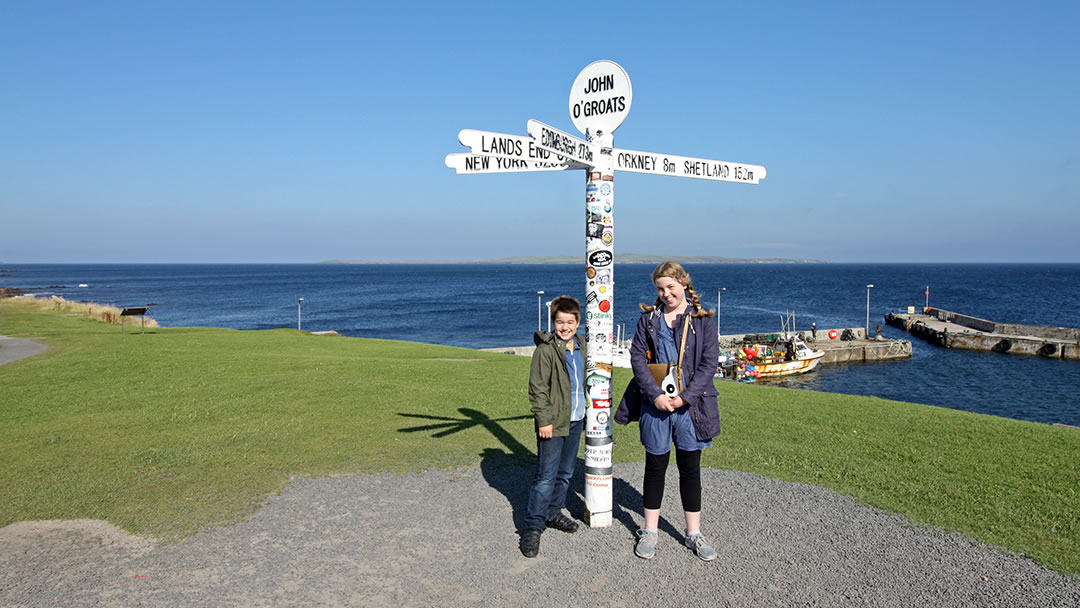 Children at John O'Groats