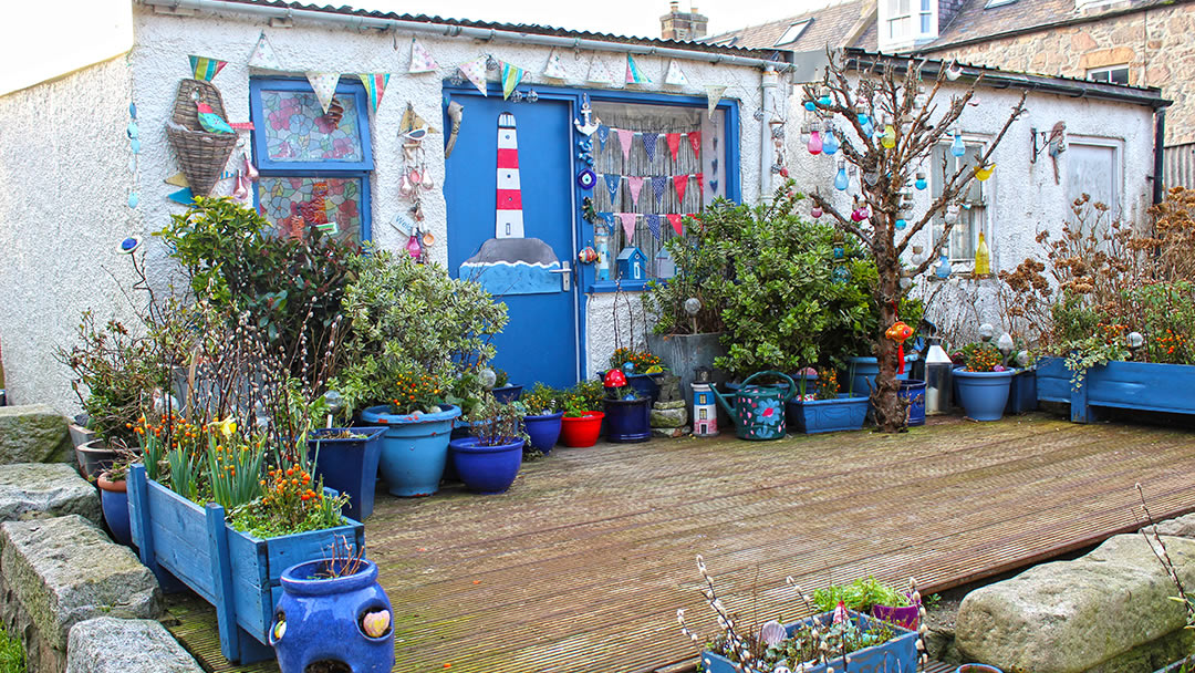 Decorated shed in Footdee, Aberdeen