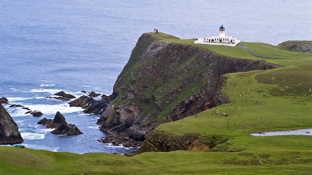 Fair Isle North Light and the surrounding cliffs
