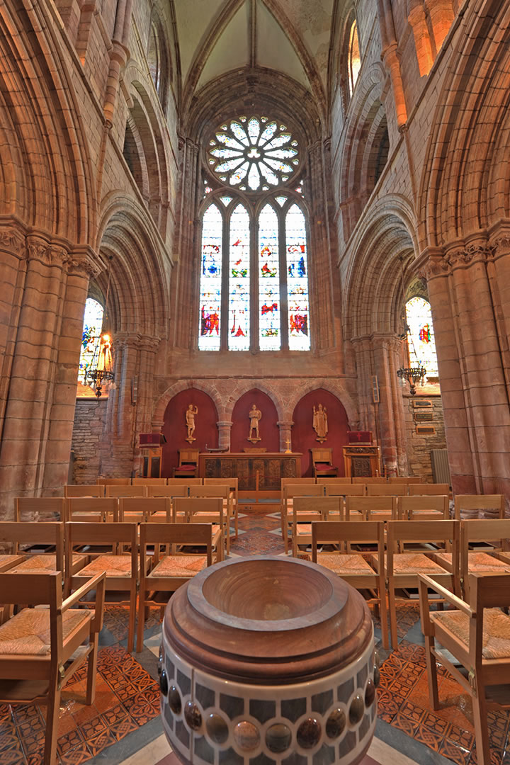 Inside St Magnus Cathedral in Orkney