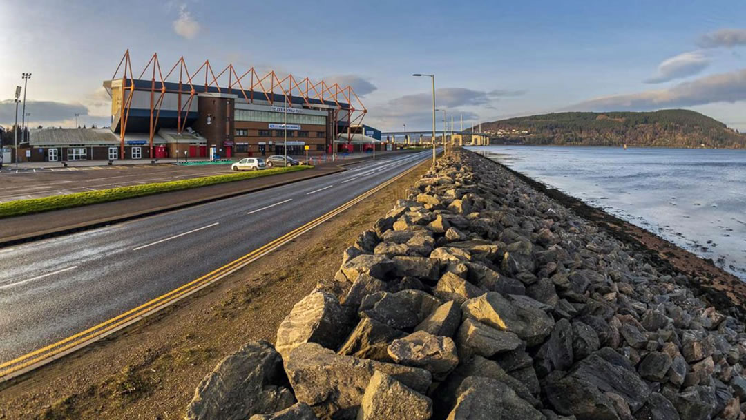 Inverness Caledonian Thistle football stadium and Kessock Bridge