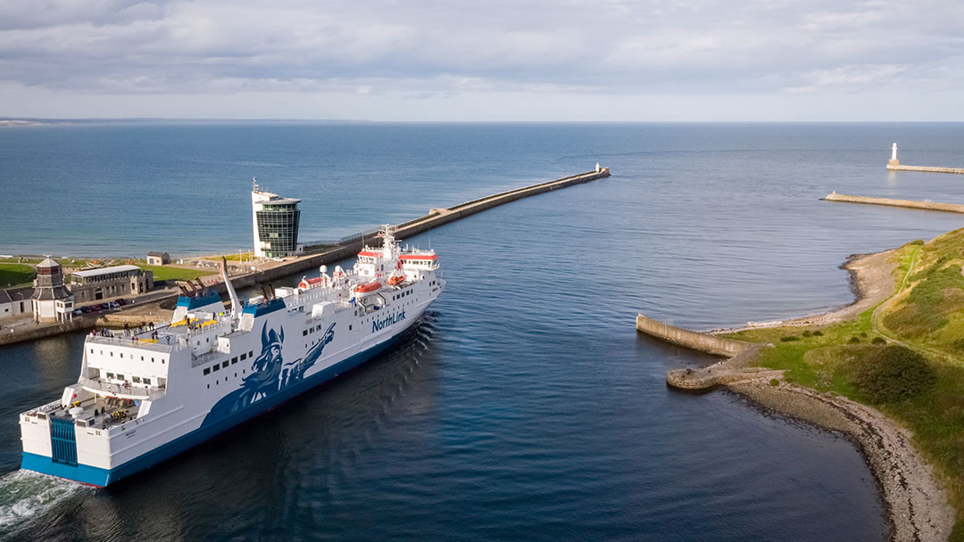 MV Hrossey sailing out of the Port of Aberdeen