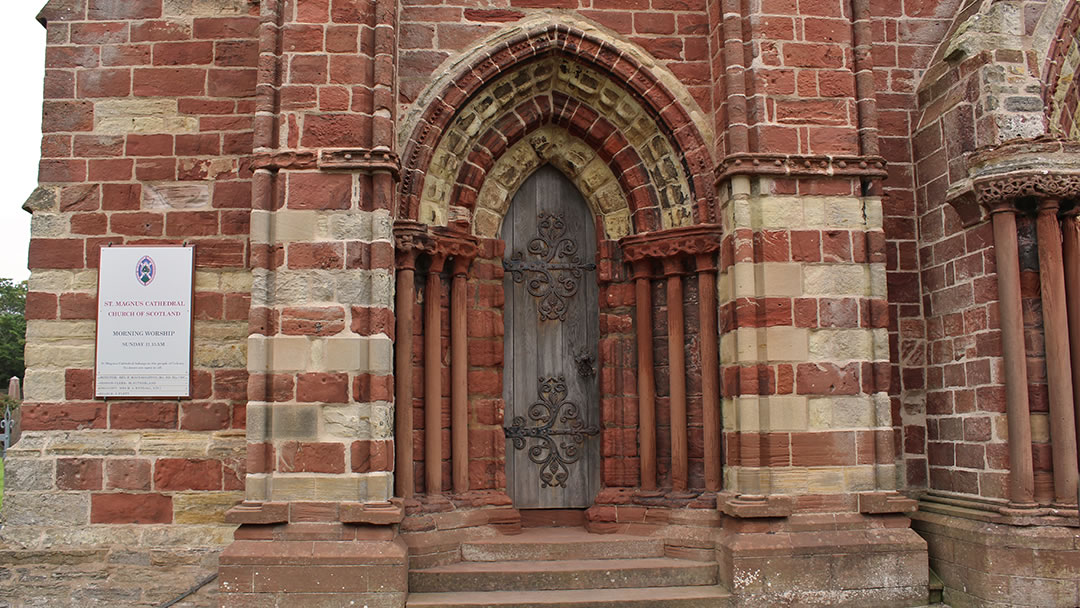 Sandstone doorway at St Magnus Cathedral