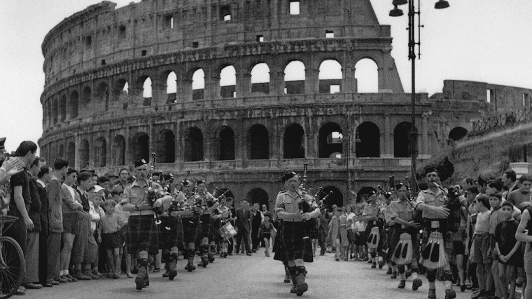 6th Bn Pipe Band, Colosseum, Rome, 8 June 1944, PM W Boyd