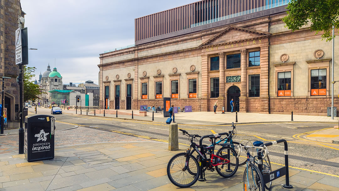 Bikes outside Aberdeen Art Gallery