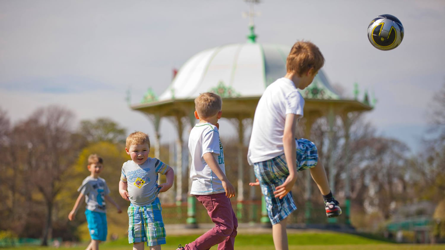 Playing football in Duthie Park, Aberdeen