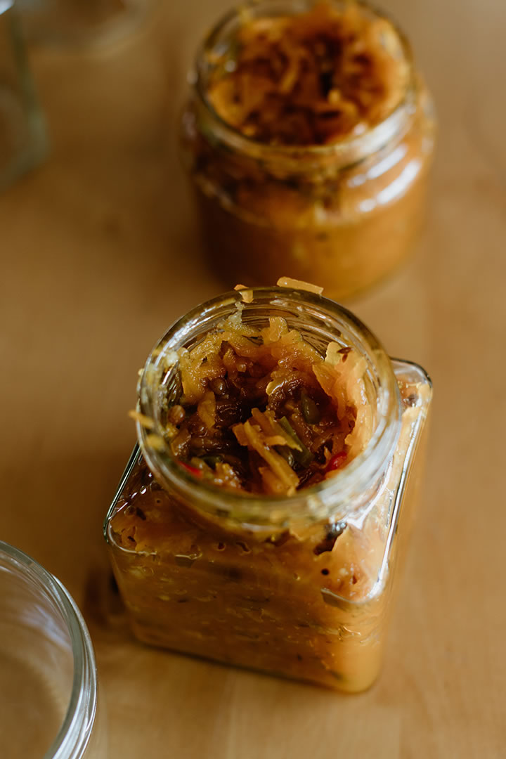 Spiced Carrot Chutney in jars