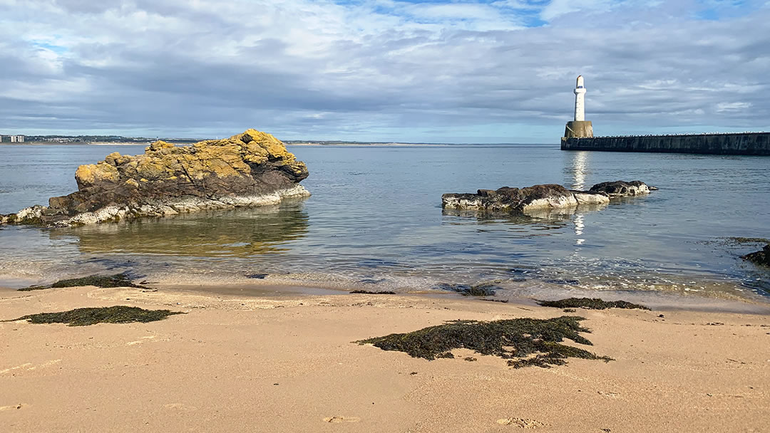 The beach at Greyhope Bay