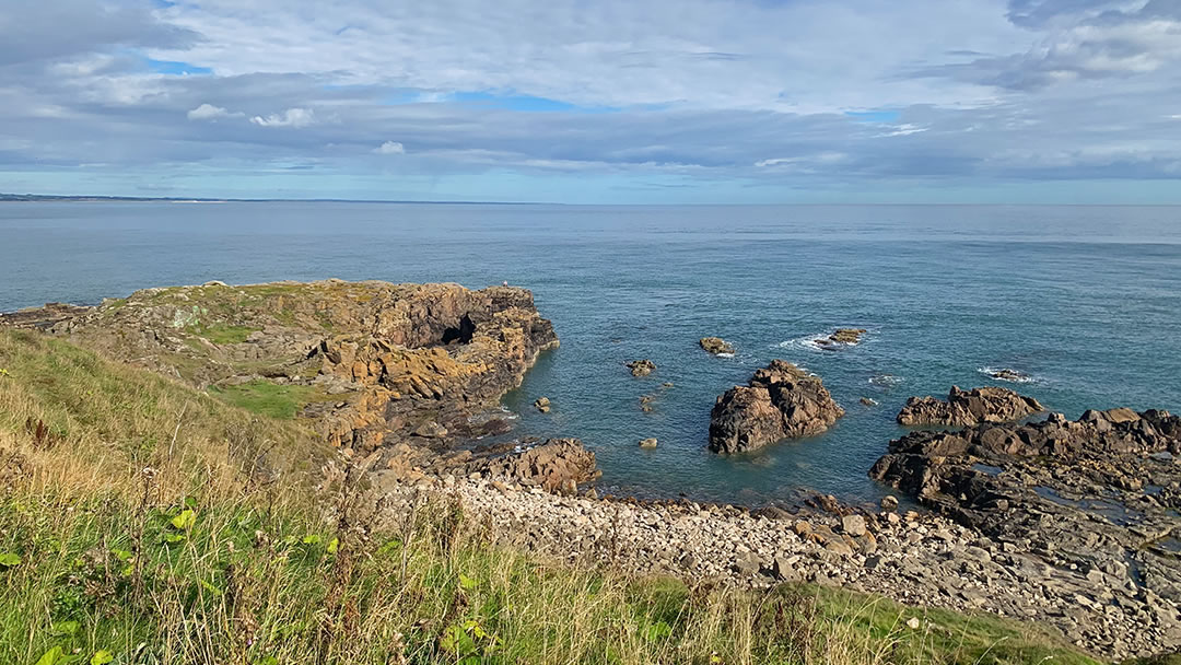 View from the coastal path at Greyhope Bay